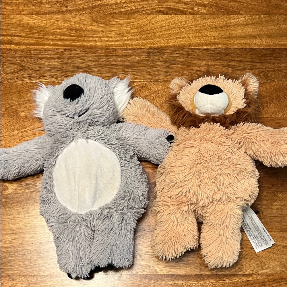 Warmies Grey Koala and Tan Lion Stuffed Animals - Soft Cuddly Pair